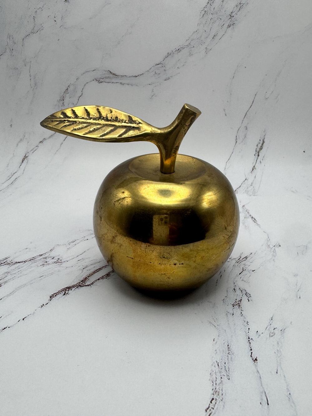 Vintage teachers brass apple bell paperweight brass decor